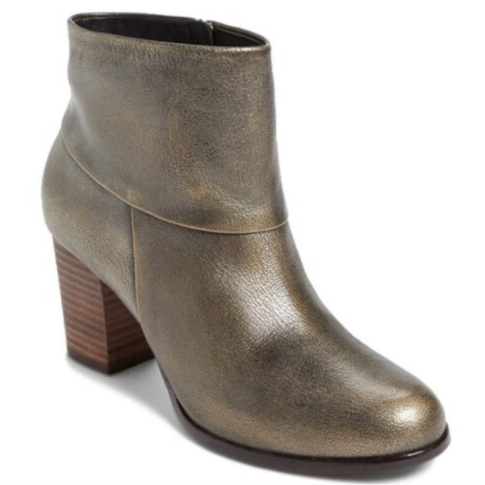 Cole Haan Metallic Bronze Leather Ankle Booties